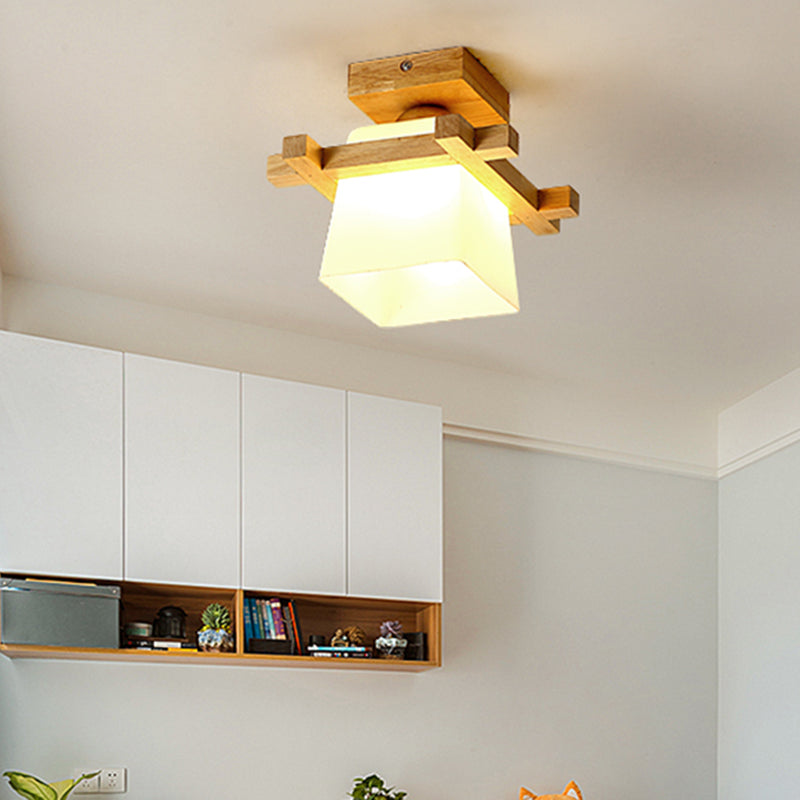 Modern Wood Ceiling Light Simplicity 1-Light Flush Mount Light for Bedroom