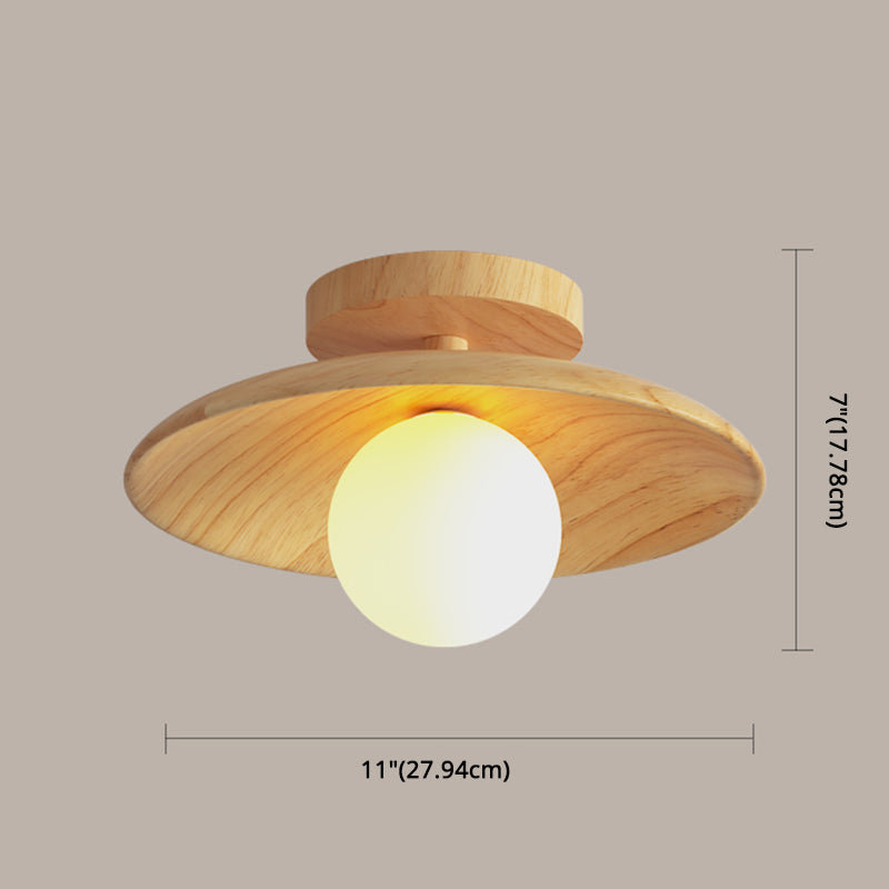Lámpara de techo de madera moderna y sencilla, mini lámpara de pasillo de montaje semiempotrado con 1 luz
