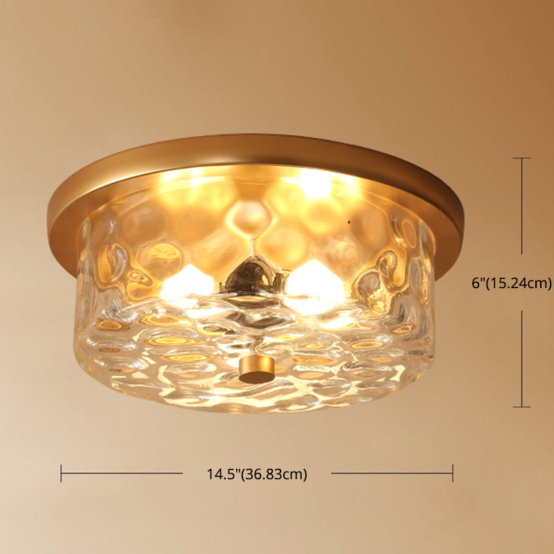 Traditional Colonial Style Ceiling Light with Glass Shade 1 Light Polyhedron Flush-mount Light for Bedroom