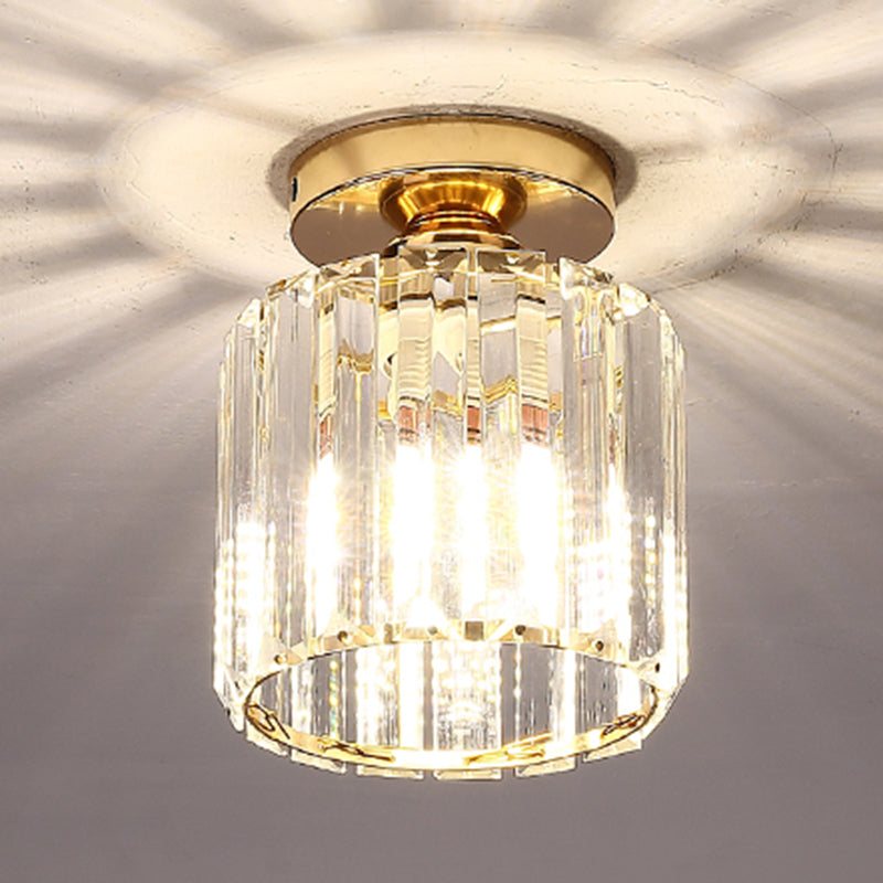 Moderne, schlichte Deckenleuchte mit klarem, gestreiftem Glasschirm, halbbündige Lampe für Schlafzimmer