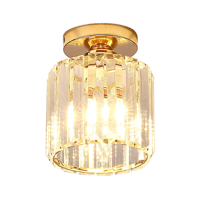 Moderne, schlichte Deckenleuchte mit klarem, gestreiftem Glasschirm, halbbündige Lampe für Schlafzimmer