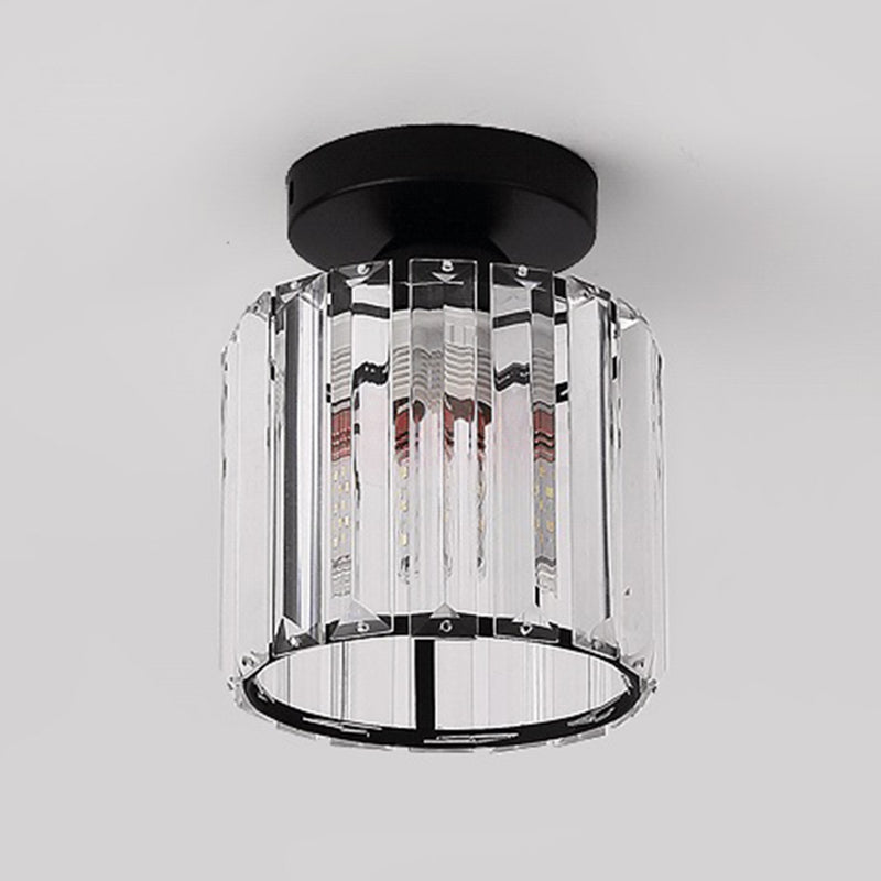 Moderne, schlichte Deckenleuchte mit klarem, gestreiftem Glasschirm, halbbündige Lampe für Schlafzimmer