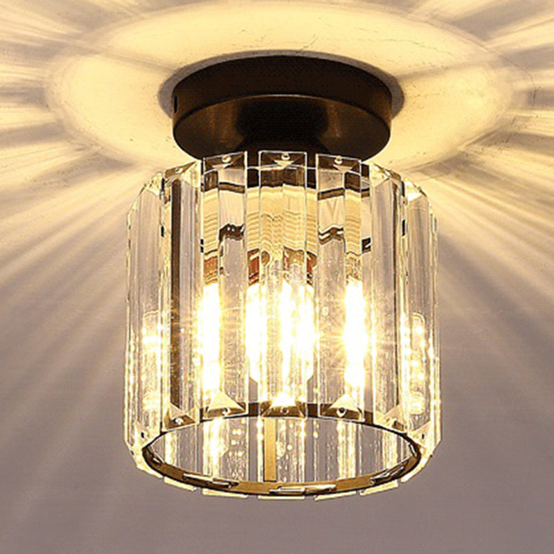 Moderne, schlichte Deckenleuchte mit klarem, gestreiftem Glasschirm, halbbündige Lampe für Schlafzimmer