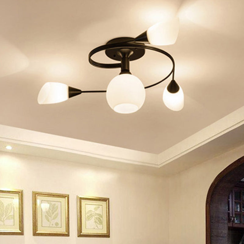 Plafonnier en verre dépoli en ferronnerie, luminaire Semi-encastré de Style moderne avec abat-jour blanc pour salon et Restaurant