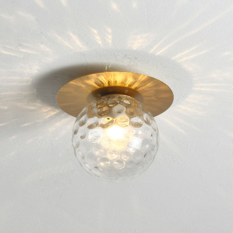 Glass Globe Shape Ceiling Light Modern Style 1 Bulb Flush-mount Lamp for Dining Room