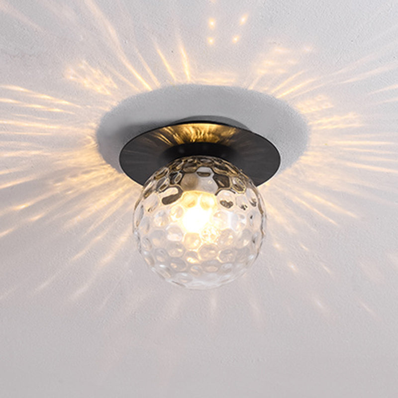 Glass Globe Shape Ceiling Light Modern Style 1 Bulb Flush-mount Lamp for Dining Room