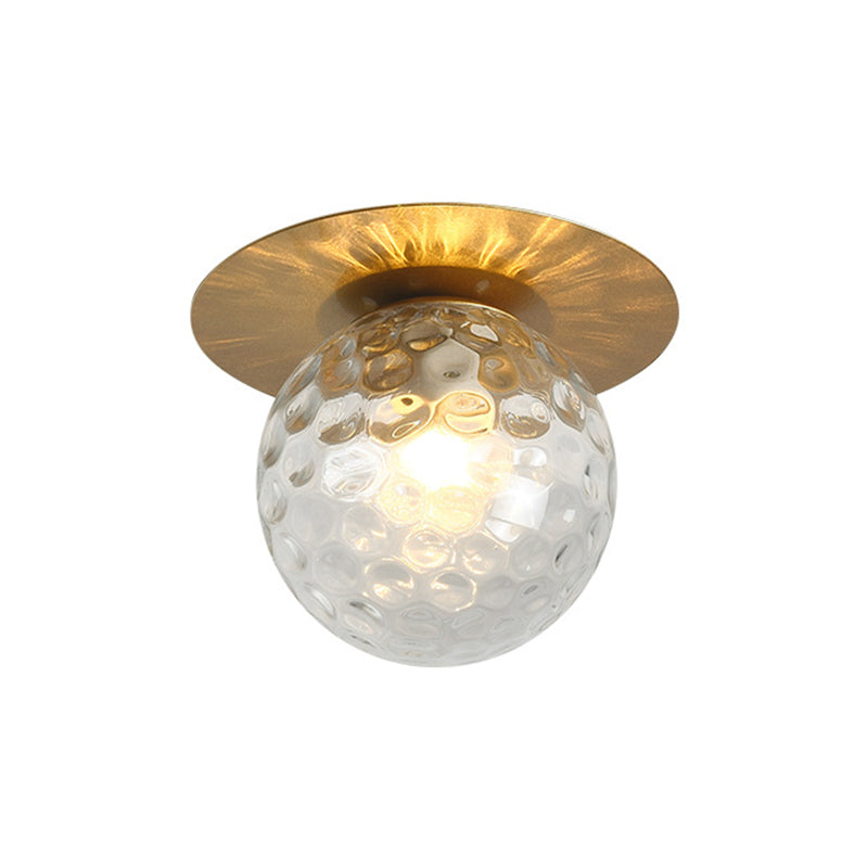 Glass Globe Shape Ceiling Light Modern Style 1 Bulb Flush-mount Lamp for Dining Room
