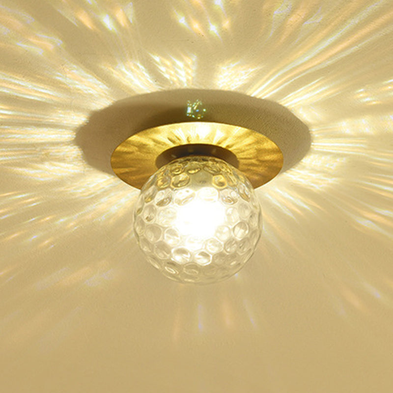 Glass Globe Shape Ceiling Light Modern Style 1 Bulb Flush-mount Lamp for Dining Room