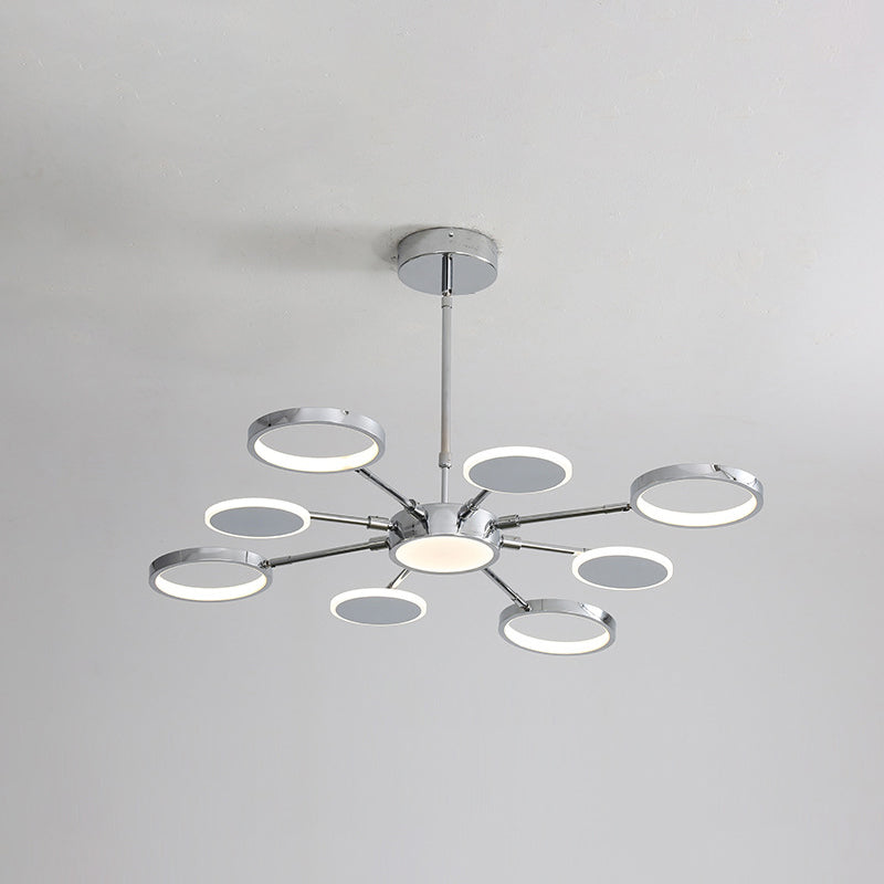 Ring Chandelier Lighting Fixtures Modernist Metal Pendant Chandelier with Hanging Cord for Living Room