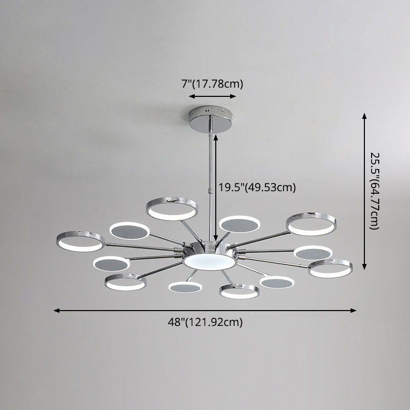 Ring Chandelier Lighting Fixtures Modernist Metal Pendant Chandelier with Hanging Cord for Living Room