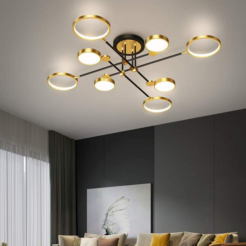 Ring kroonluchter hanglamp modernistische metalen hangende lampen met hangende koord voor woonkamer