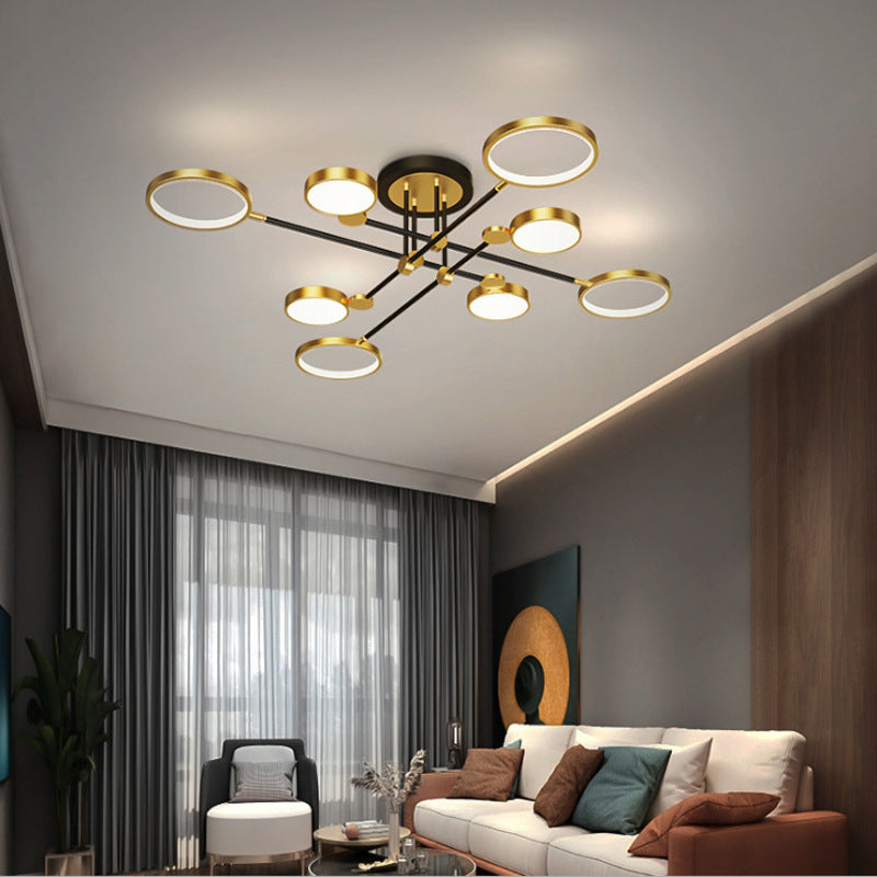 Ring kroonluchter hanglamp modernistische metalen hangende lampen met hangende koord voor woonkamer