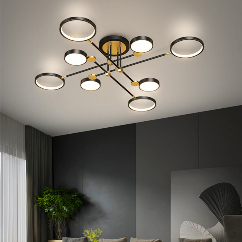 Ring kroonluchter hanglamp modernistische metalen hangende lampen met hangende koord voor woonkamer