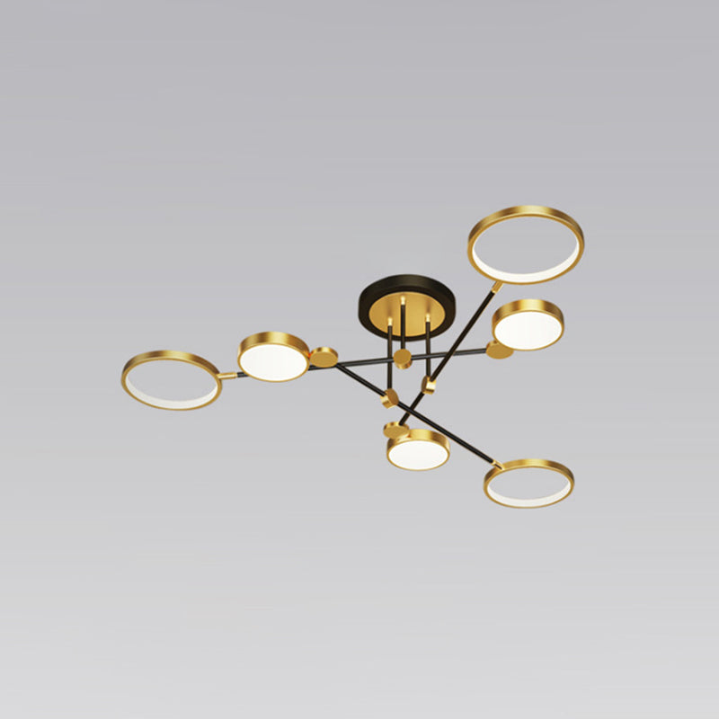 Ring kroonluchter hanglamp modernistische metalen hangende lampen met hangende koord voor woonkamer