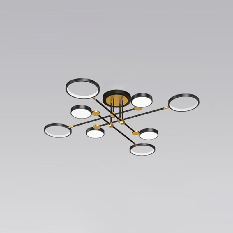Ring kroonluchter hanglamp modernistische metalen hangende lampen met hangende koord voor woonkamer