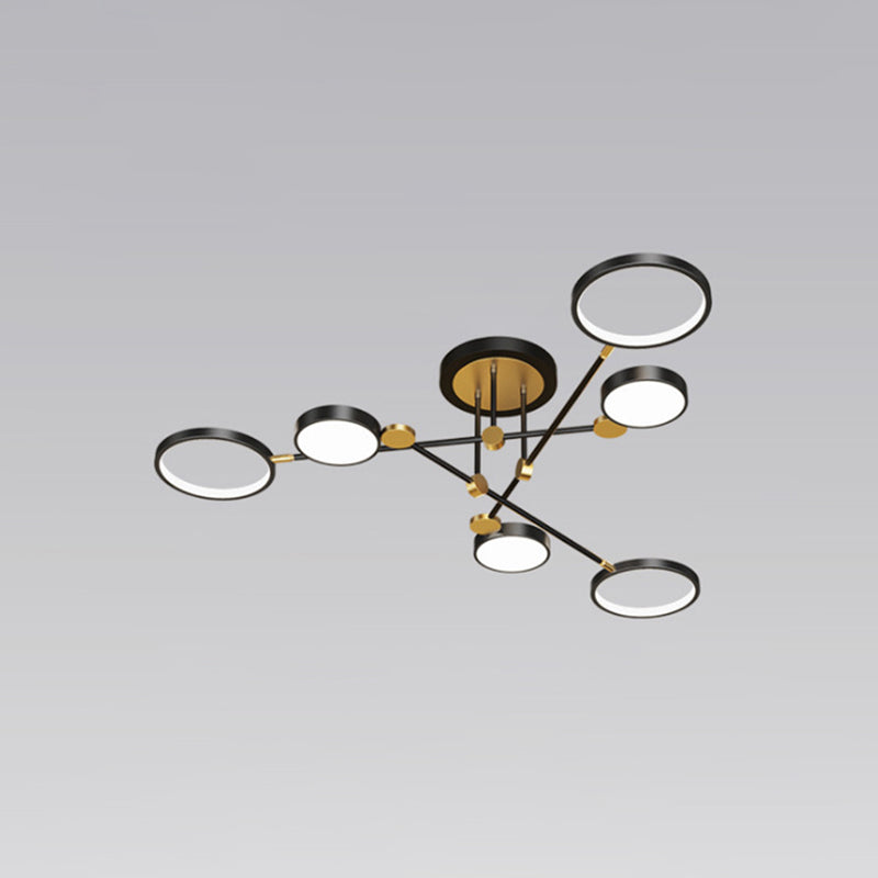 Ring kroonluchter hanglamp modernistische metalen hangende lampen met hangende koord voor woonkamer