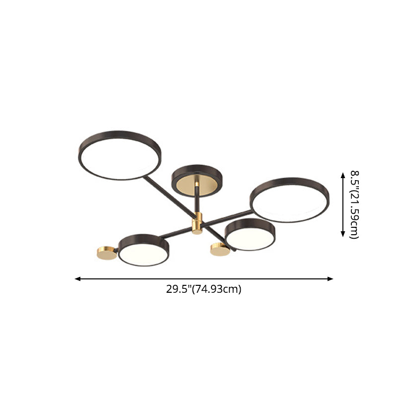 Accesorios de iluminación de araña circular, luces colgantes de metal contemporáneas para sala de estar