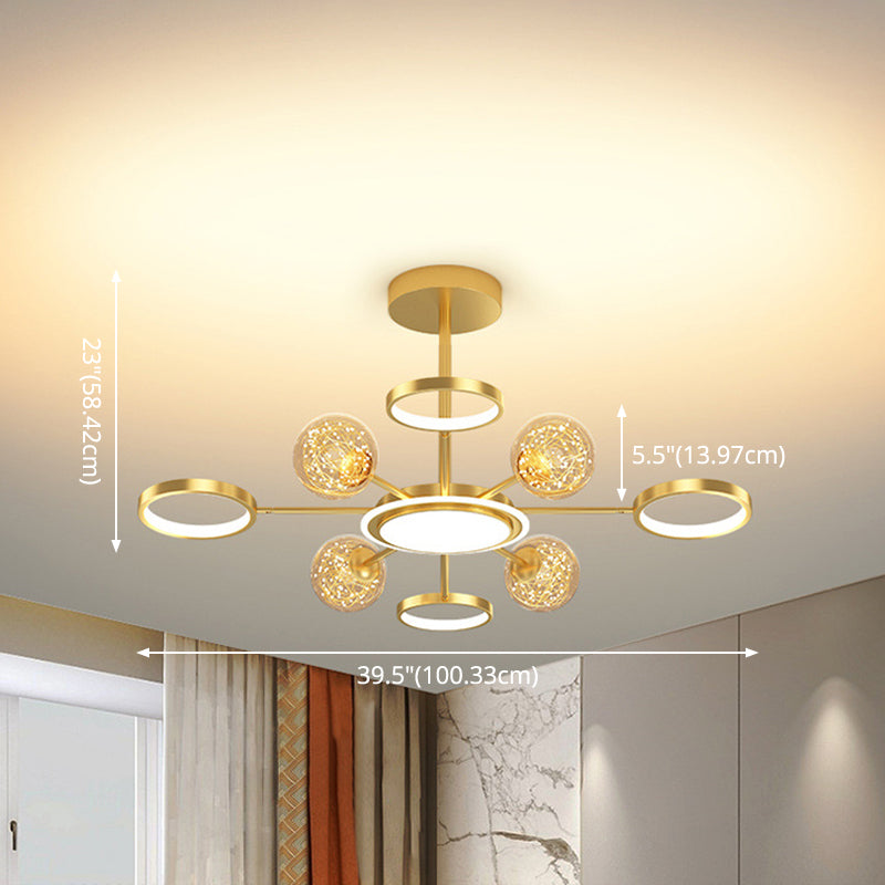 Ring and Ball Chandelier Pendant Light Ultra-Contemporary Metal Hanging Pendant Lights for Living Room
