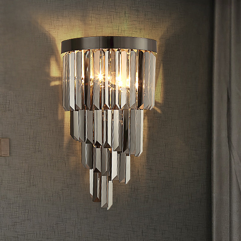 4 niveaus wandmontage licht postmoderne rook grijs grijs drievoudige kristallen staaf 2 koppen woonkamer stenel licht