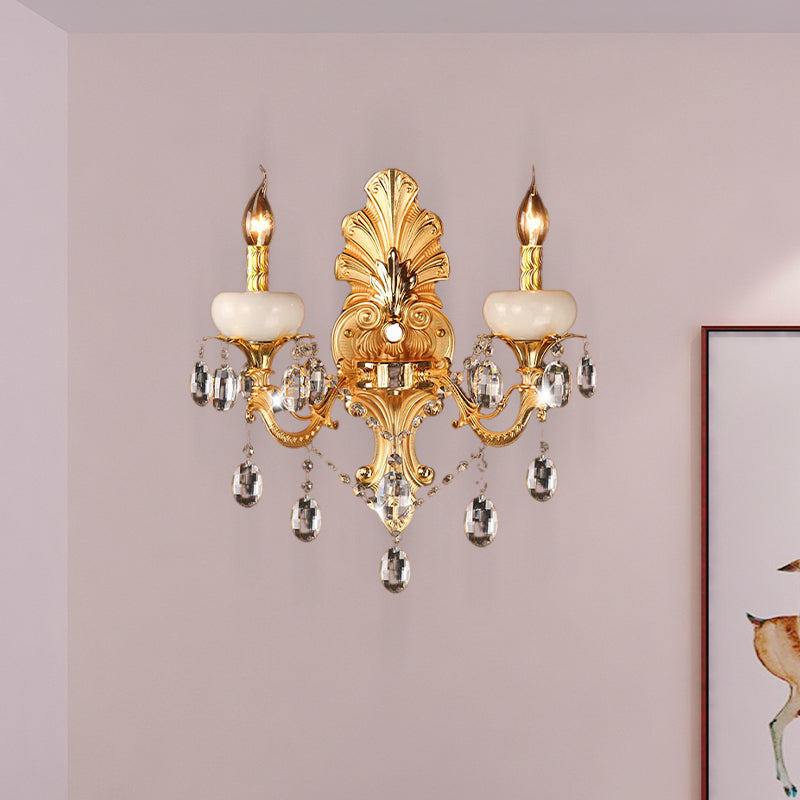 Luce di pannelli con candela oro tradizionale in metallo tradizionale 2 teste da soggio