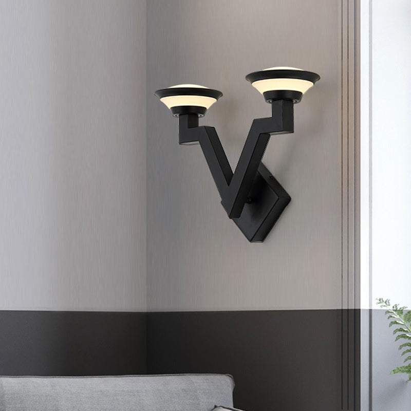 2 lichten wandlamp land V -vormig metalen sconce verlichtingsarmatuur in het zwart voor woonkamer