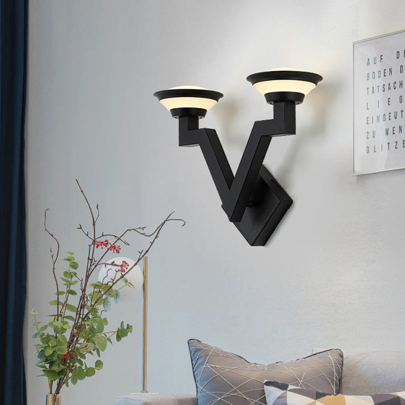 2 lichten wandlamp land V -vormig metalen sconce verlichtingsarmatuur in het zwart voor woonkamer