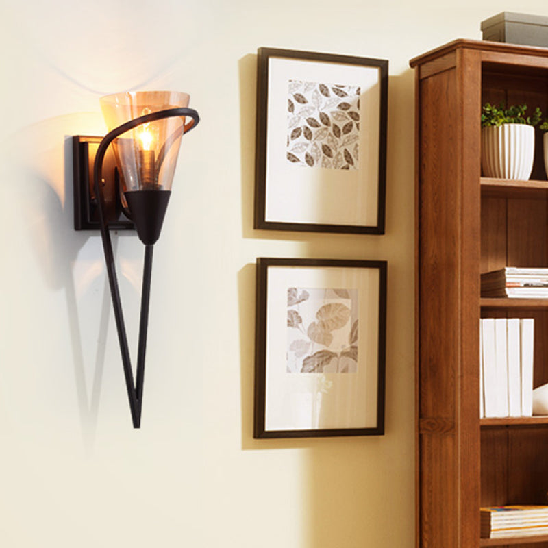 Entonnoir Amber Glass Sconce Lightture Farmhouse 1 Light Living Room Wall Murd Mouris