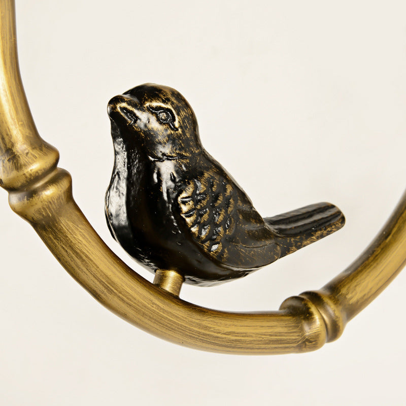 1 Light Wall Lamp Country Cone Fabric Sconce Light Fixture in White with Brass Metal Backplate