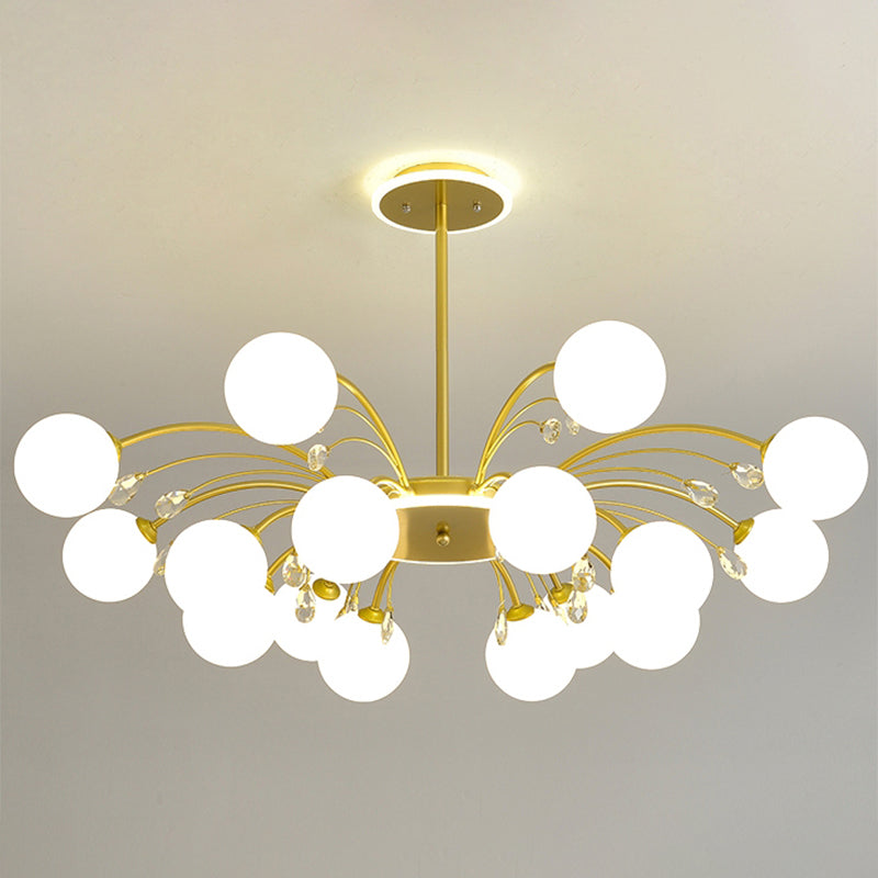 Spherical Chandelier Lighting Ultra-Contemporary Milk Glass Hanging Ceiling Lights for Living Room