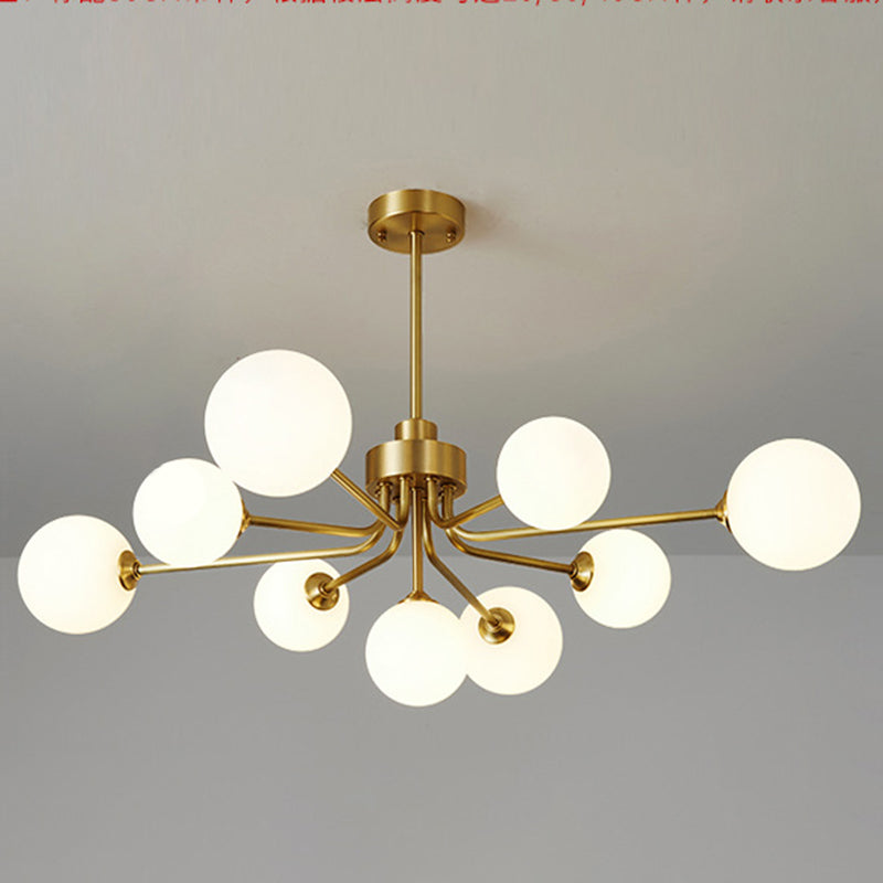 Balloon Ball Chandelier Lighting Ultra-Contemporary Milk Glass Hanging Ceiling Lights for Living Room