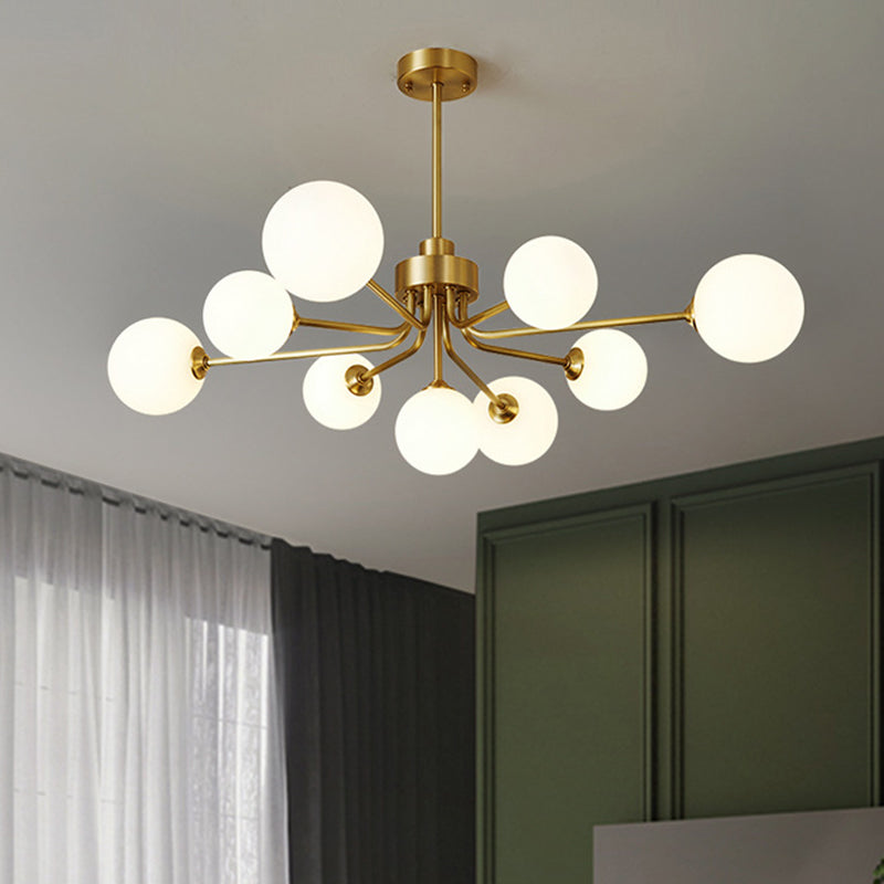 Balloon Ball Chandelier Lighting Ultra-Contemporary Milk Glass Hanging Ceiling Lights for Living Room