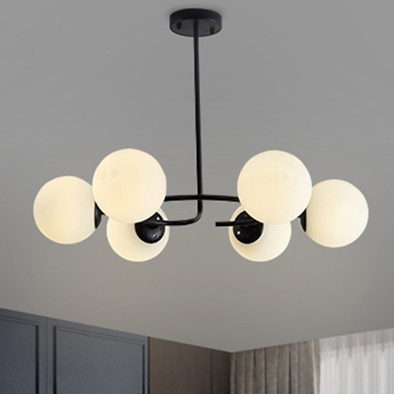Sphere Chandelier Lighting Fixtures Modern White Glass Suspension Light for Bedroom