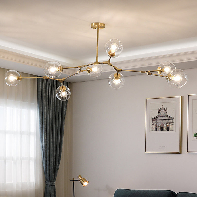 Apparecchi di illuminazione del lampadario ramificati Luce di sospensione in vetro moderno per soggiorno