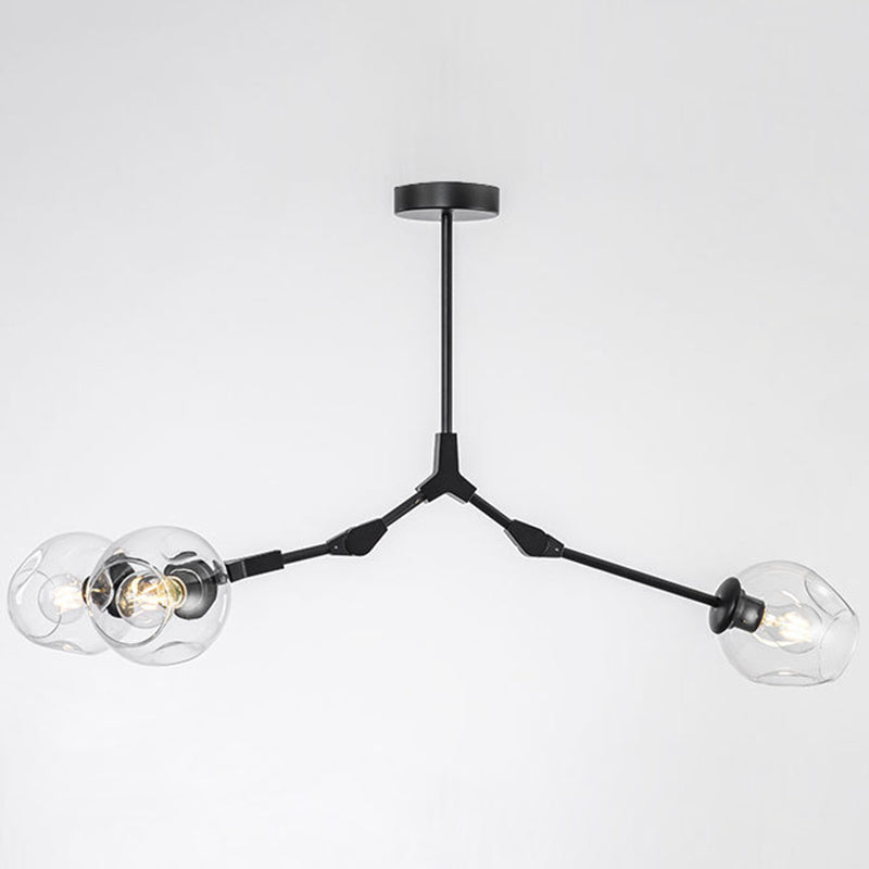 Apparecchi di illuminazione del lampadario ramificati Luce di sospensione in vetro moderno per soggiorno