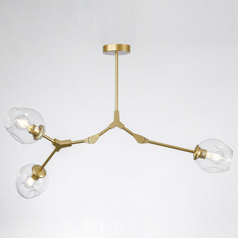 Apparecchi di illuminazione del lampadario ramificati Luce di sospensione in vetro moderno per soggiorno