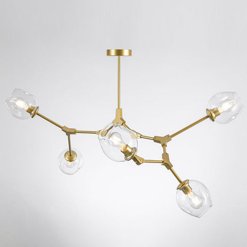 Apparecchi di illuminazione del lampadario ramificati Luce di sospensione in vetro moderno per soggiorno