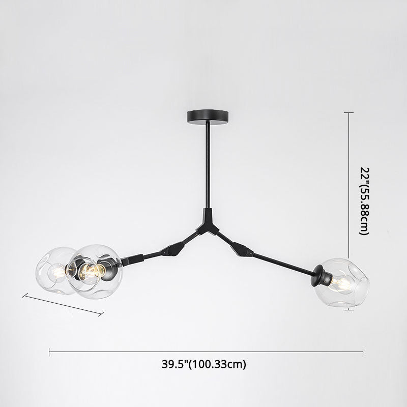 Branching Chandelier Lighting Fixtures Modern Glass Suspension Light for Living Room