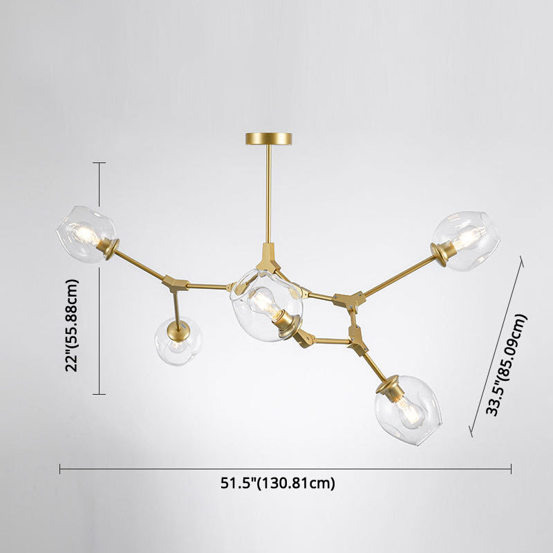 Branching Chandelier Lighting Fixtures Modern Glass Suspension Light for Living Room