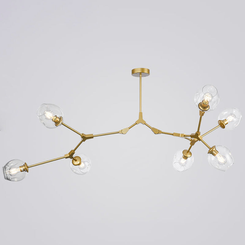 Apparecchi di illuminazione del lampadario ramificati Luce di sospensione in vetro moderno per soggiorno