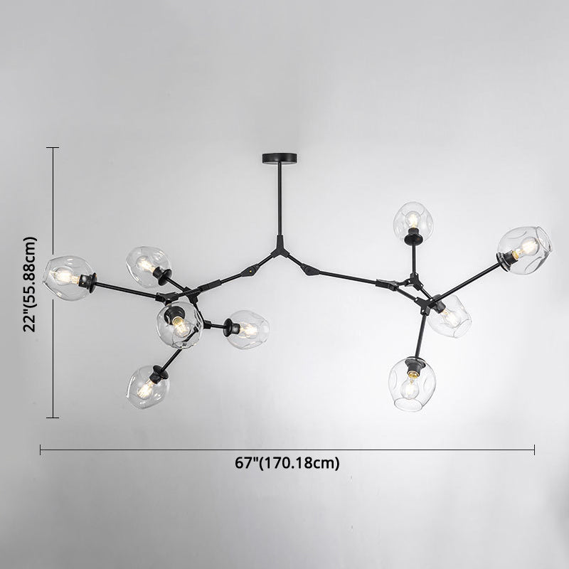 Apparecchi di illuminazione del lampadario ramificati Luce di sospensione in vetro moderno per soggiorno