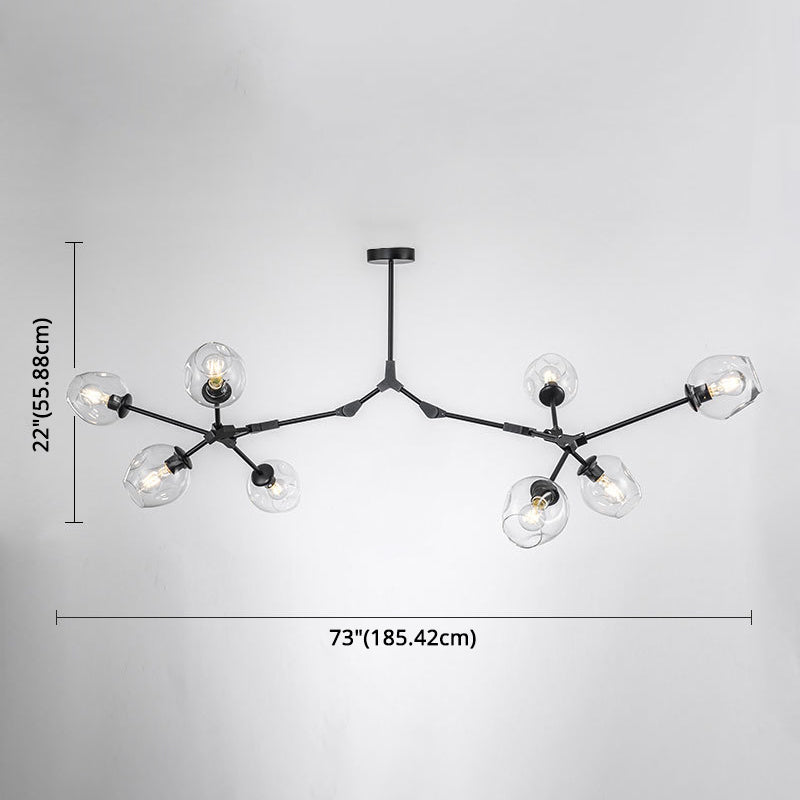 Apparecchi di illuminazione del lampadario ramificati Luce di sospensione in vetro moderno per soggiorno