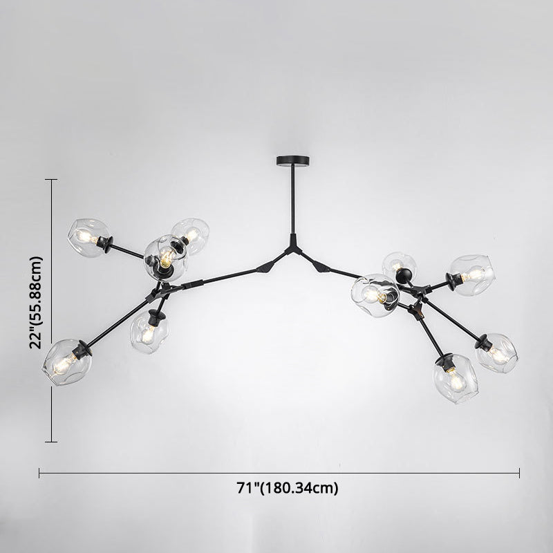 Apparecchi di illuminazione del lampadario ramificati Luce di sospensione in vetro moderno per soggiorno