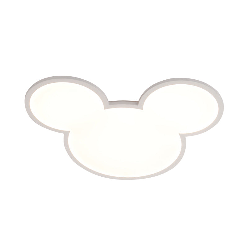 Cartoon Mouse Head Flush Ceiling Light Acrylic Undertint LED Ceiling Fixture for Nursing Room