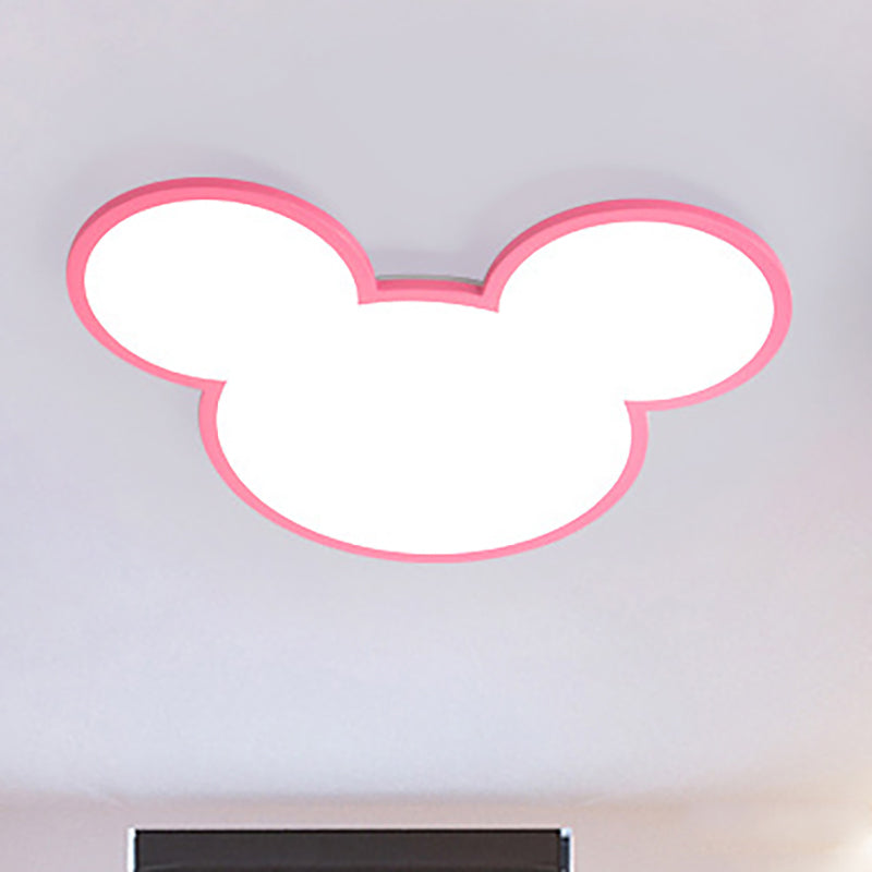 Cartoon Mouse Head Flush Ceiling Light Acrylic Undertint LED Ceiling Fixture for Nursing Room