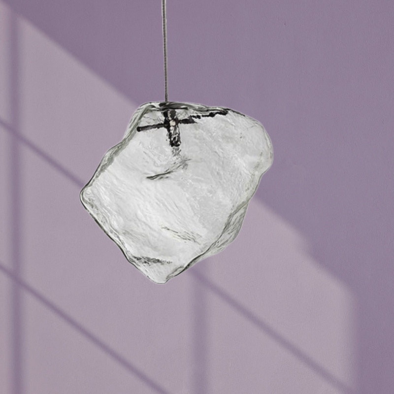 Ice Hanging Ceiling Light Minimalist Clear Glass 1 Light Dinging Room Pendant Lamp