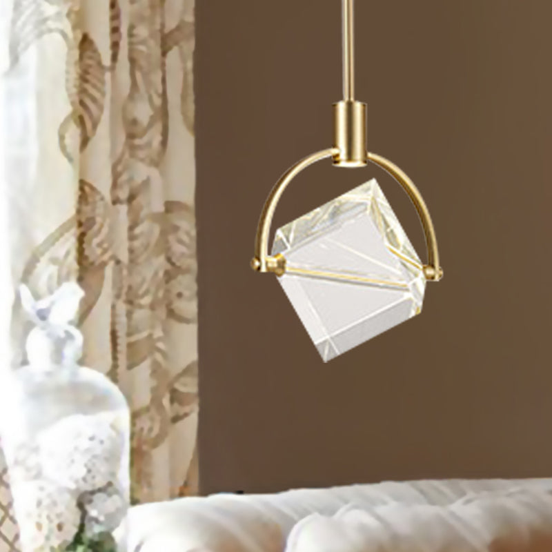 Helder glazen kubieke hangende lampkit eigentijds goud hanglamp plafondlicht voor slaapkamer