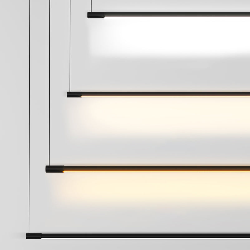 Slim Rod LED Island Lamp Simplicity Metal Black Finish Pendant Lighting over Table