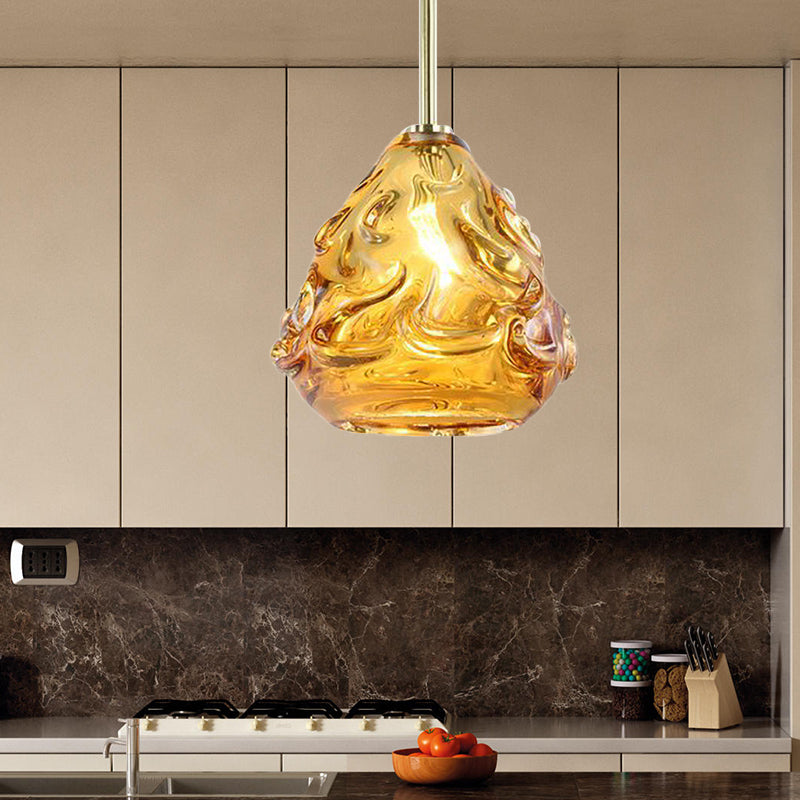 Lámpara colgante de globo de vidrio soplado a mano contemporánea 1 accesorio de iluminación colgante de cabeza para comedor