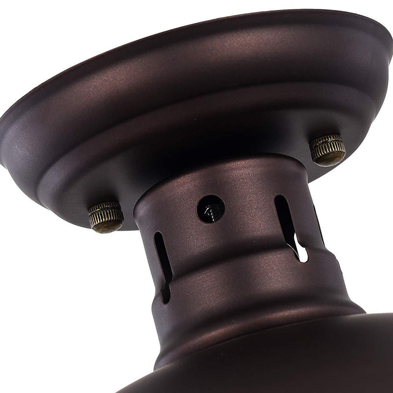Barn Shade Kitchen Semi Mount Light Wrought Iron 1 Head Ceiling Flush Mount with Wire Guard in Antique Bronze/Bronze
