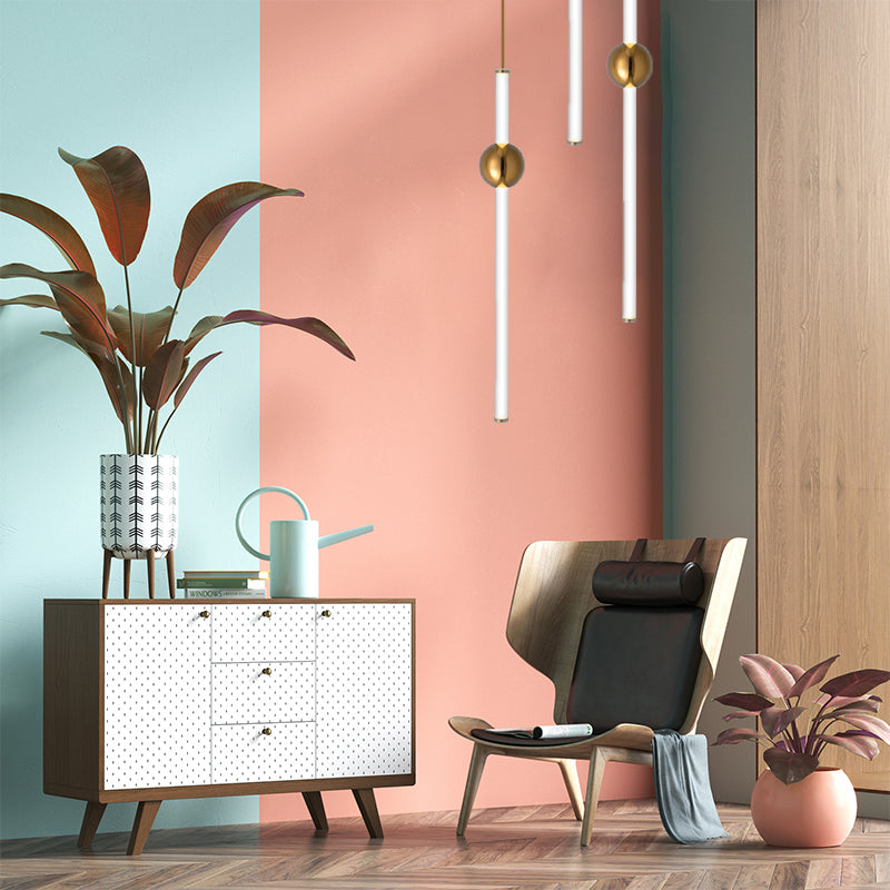 Flute Hanging Light Kit Simple Style Gold/White Glass 1 Head Stairway Pendant Light Fixture